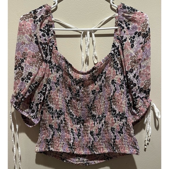 Free People Back On Top Smocked Crop Top In Soft Combo‎ NWT Size Medium - Picture 1 of 10